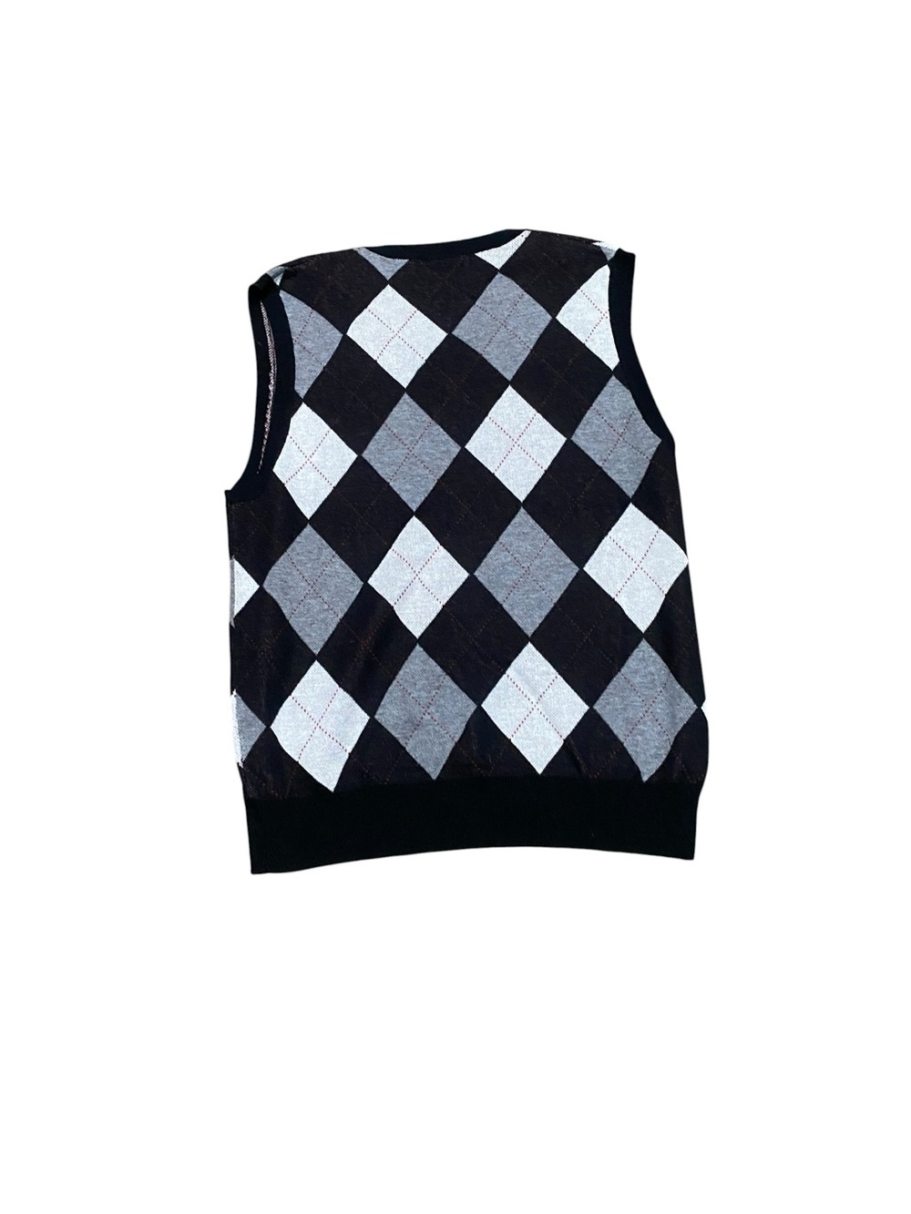 Men's Black & Gray Argyle V-Neck Knit Vest - Picture 3 of 3